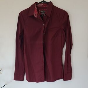 Barbour Womens Deep Burgundy Long Sleeve Button-Down Shirt. Size 6